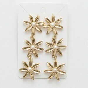 Sugarfix By BaubleBar Crystal Sunburst Daisy Drop Earrings EUC 0328